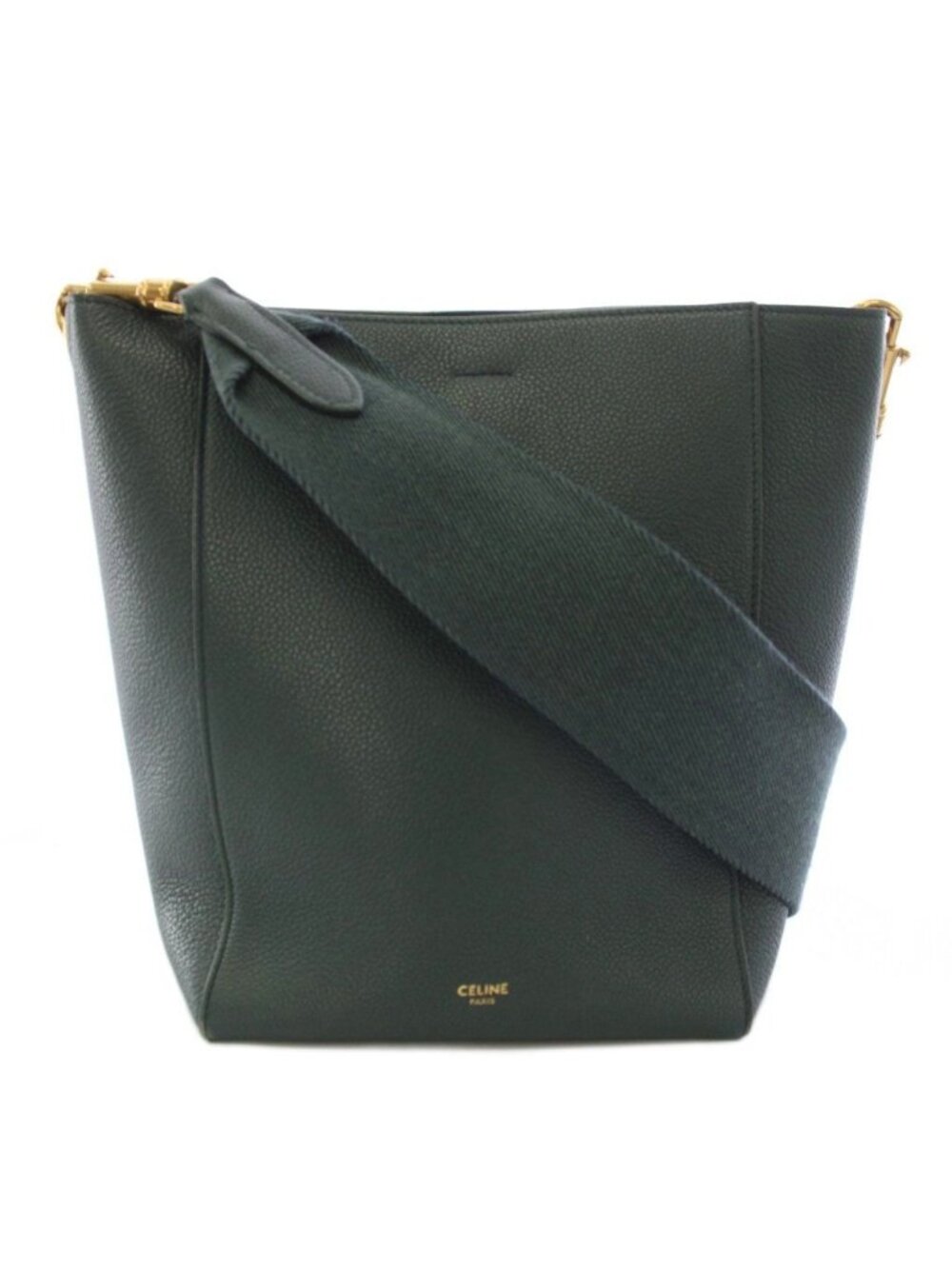 Celine Sangle Small Bucket Bag Leather Green TK 36 OH